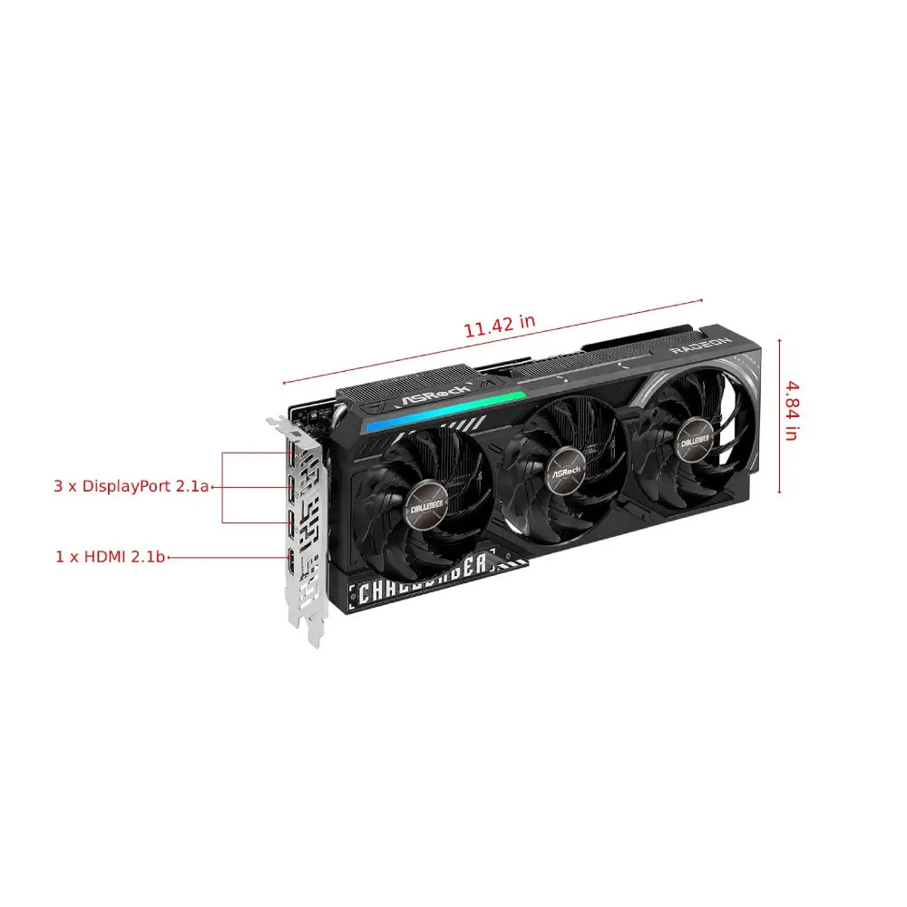 ASRock Graphic Card RX 9070 XT 16GB DDR6 Challenger Gaming Triple Fan - Image 2