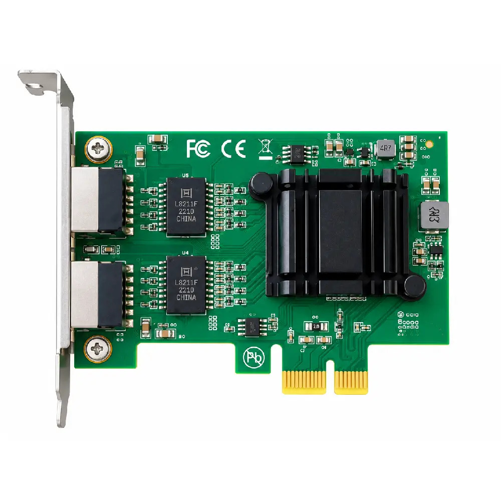 Bungees PCIe 1X 1G 2Port Lan Card 10/100/1000 Mbps