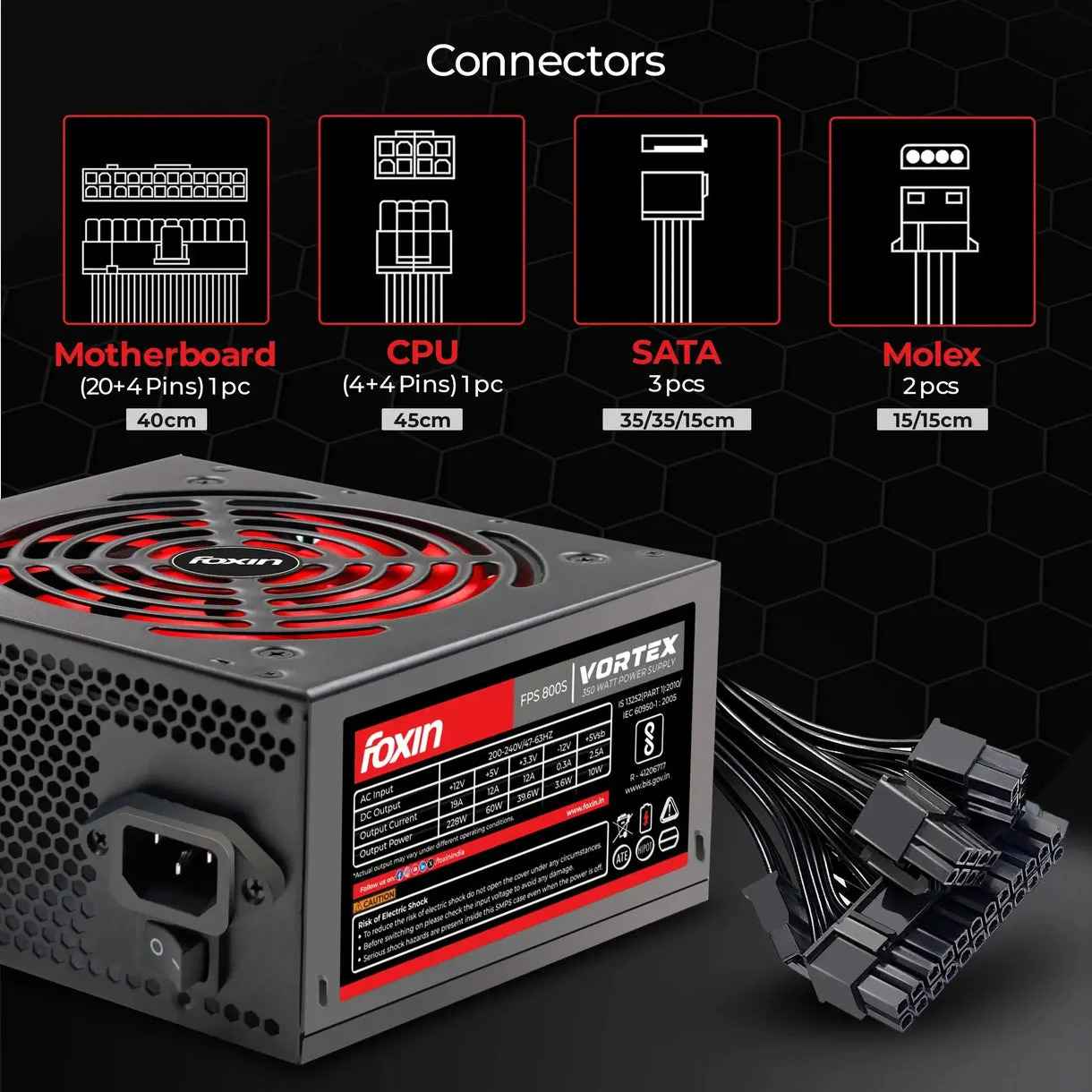 Foxin Desktop Power Supply Vortex 800 - Image 3