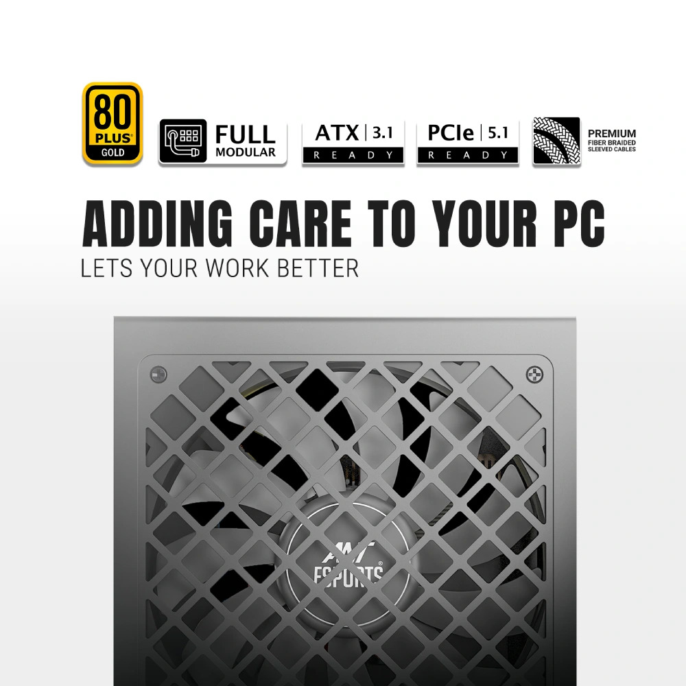 Ant Esports Desktop Power Supply 1000w 80 Plus Gold Fully-Modular FG1000 V2 - Image 4