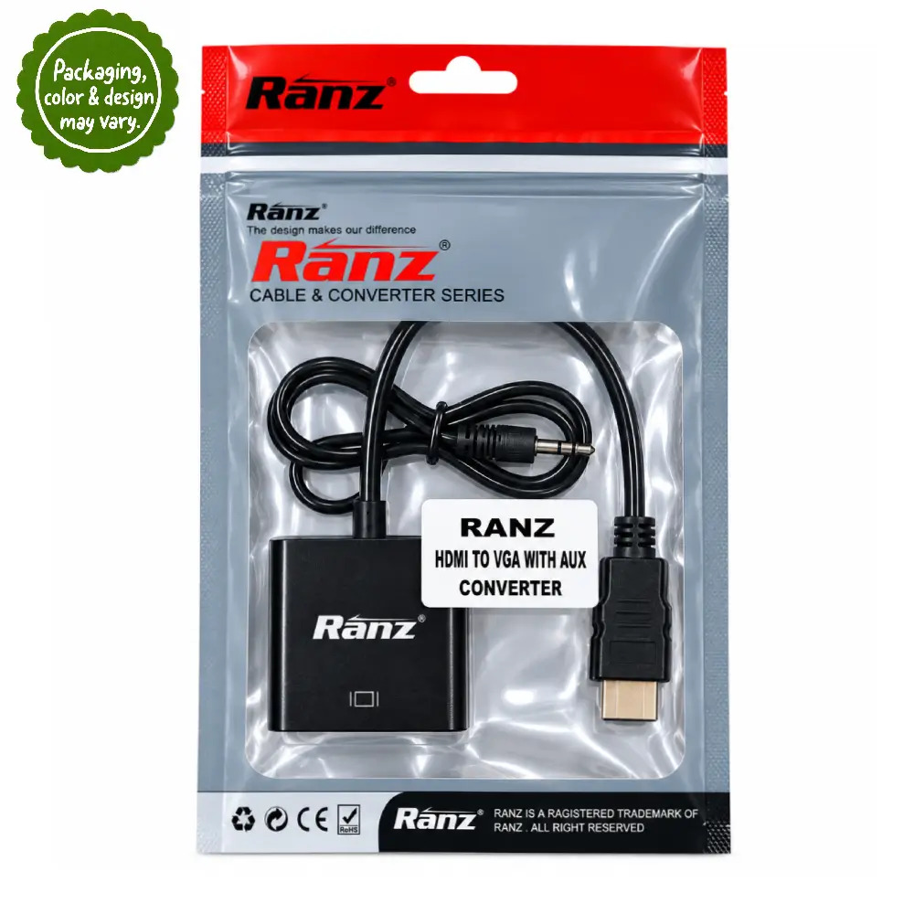 Ranz HDMI To VGA Converter with Audio (Male To Female)