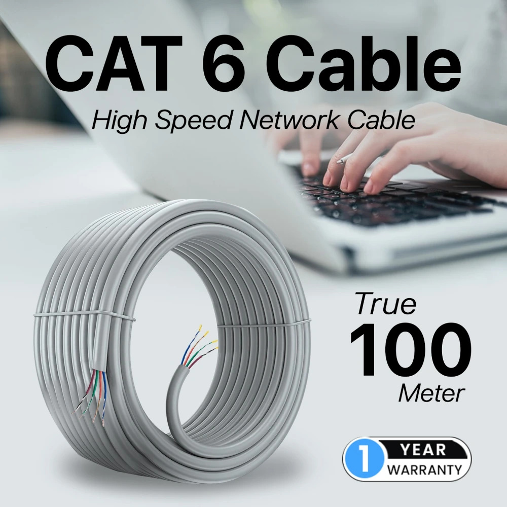 EVM CAT6 Lan Cable 100m Copper 24 AWG (Grey) - Image 3
