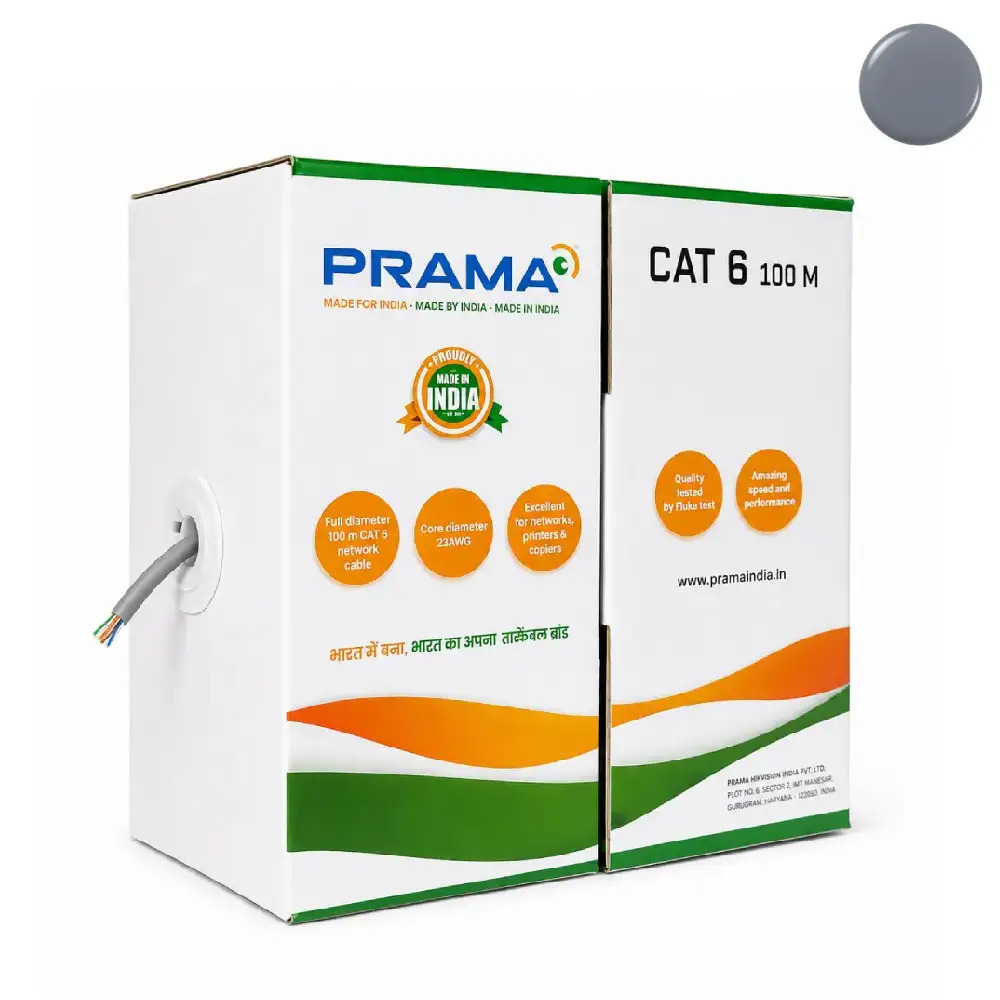 Prama CAT6 Lan Cable Copper Indoor 100m Grey (23AWG)