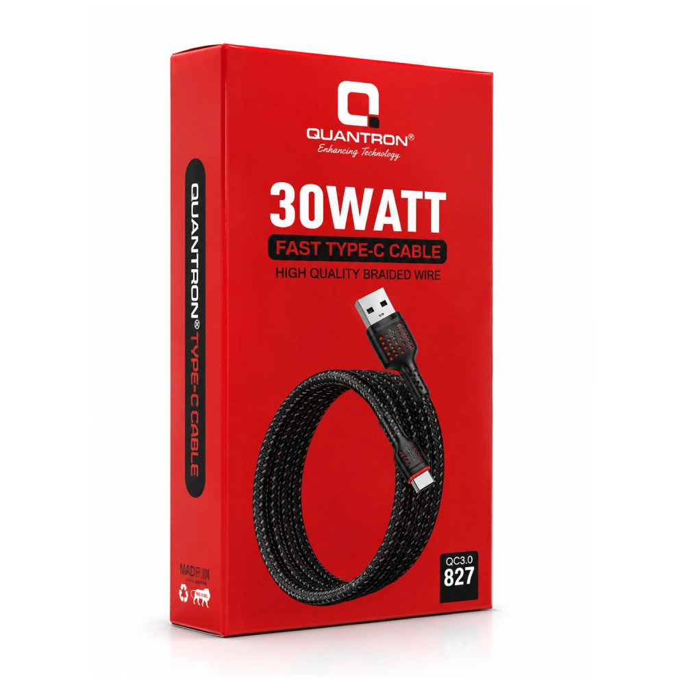 Quantron Mobile Charge & Data Sync Cable USB to Type-C 1m 30w (QCC-827)