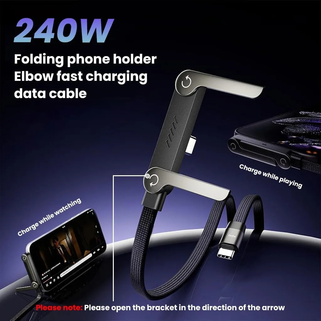 Type-C To Type-C Nylon Charge & Sync Cable with Stand (240W ) 1.5m - Image 4