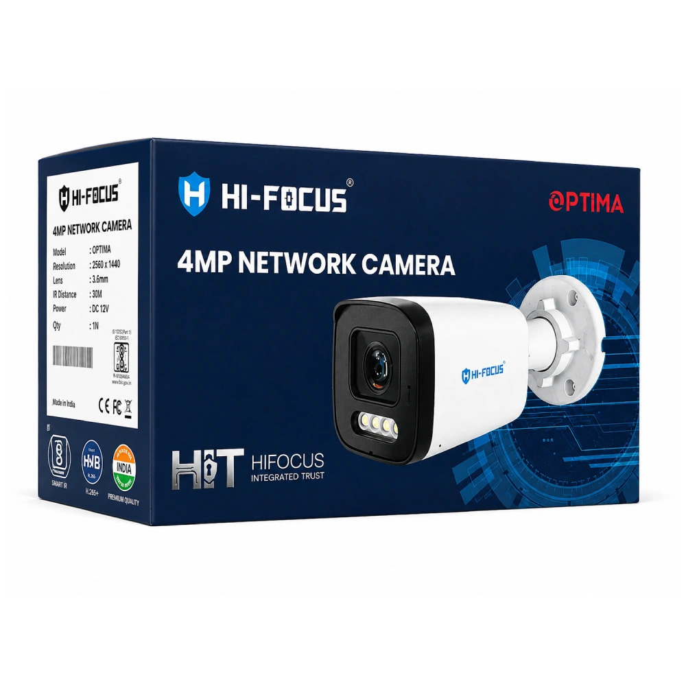 Hi-Focus 4MP IP Hybrid Bullet Camera 4mm With Mic Metal Body (T4504-ADL-R1)
