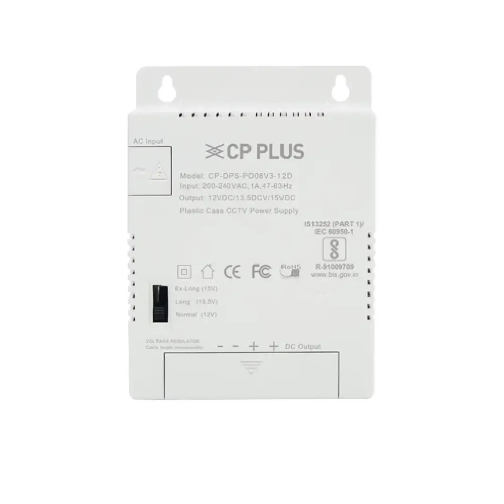 CP-Plus CCTV Power Supply Eco 8ch 12v/10a (PD08V3) - Image 2