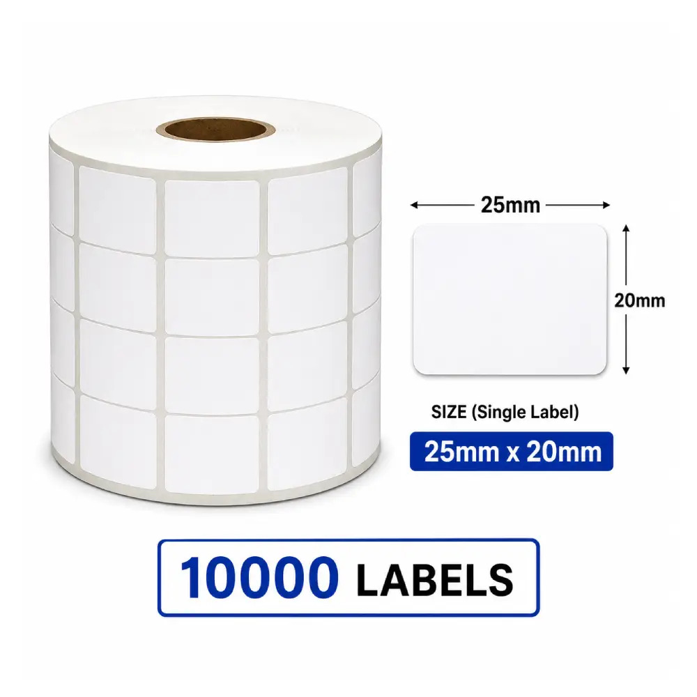Thermal Barcode Sticker Roll 25mm x 20mm (10000 Label)