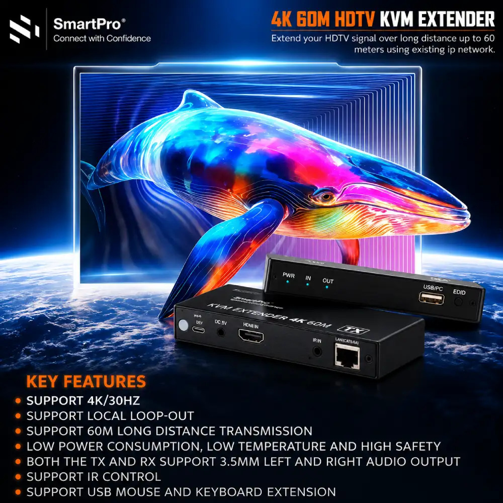 Smart-Pro HDMI KVM Extender 4K 60m (SP-HDKV4K-60) - Image 3