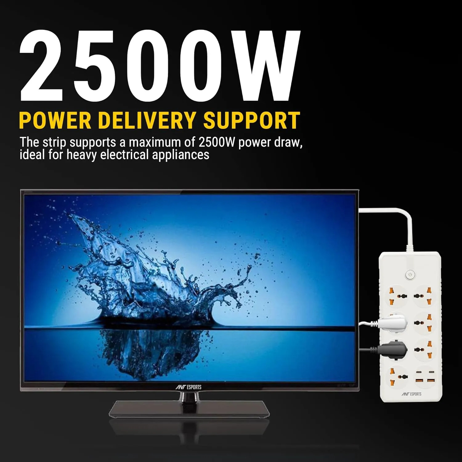 Ant Esports Spike 7 Socket 1 Switch 2×USB 2×TYPE-C 3m (PS722) - Image 4