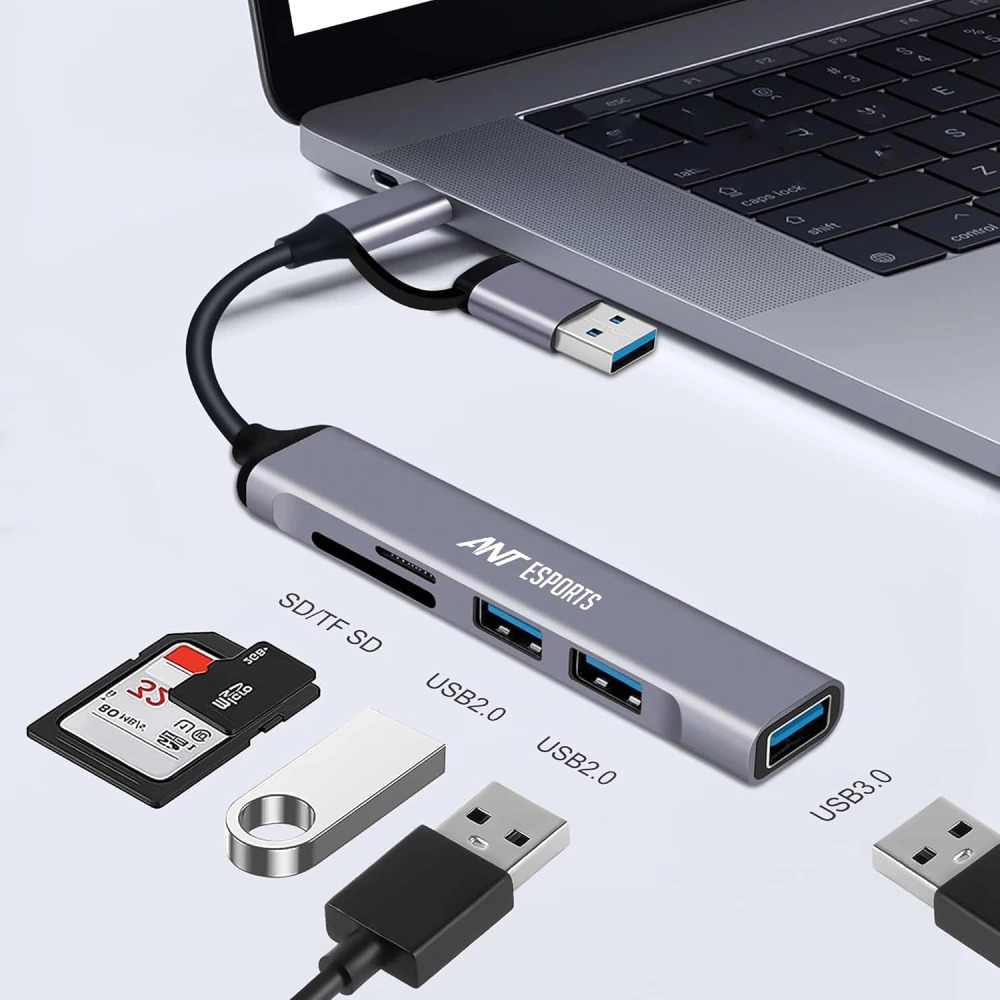 Ant Esports Type-C + USB TO USB Hub | Card Reader 6 Port AEC610 - Image 4