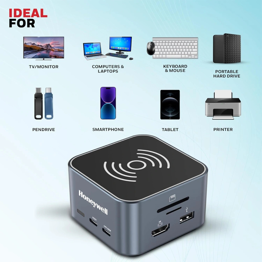 Honeywell Type C Docking Station 12 in 1 (USB | Type C | HDMI | Lan | Aux | Sd Card) (Open Box) - Image 2