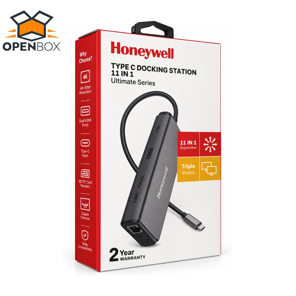 Honeywell Type C Docking Station 11 in 1 (USB | Type C | HDMI | Lan | DP | Aux | SD Card) (Open Box)