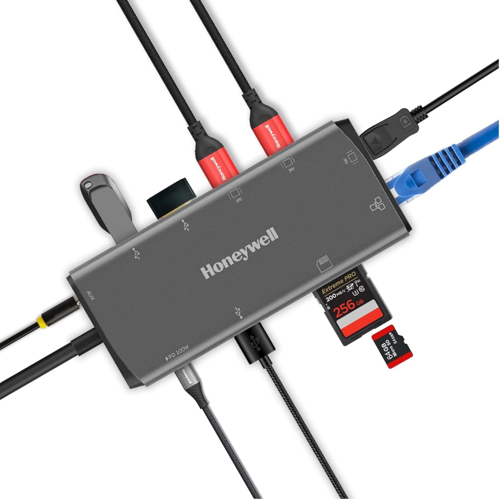Honeywell Type C Docking Station 11 in 1 (USB | Type C | HDMI | Lan | DP | Aux | SD Card) (Open Box) - Image 2
