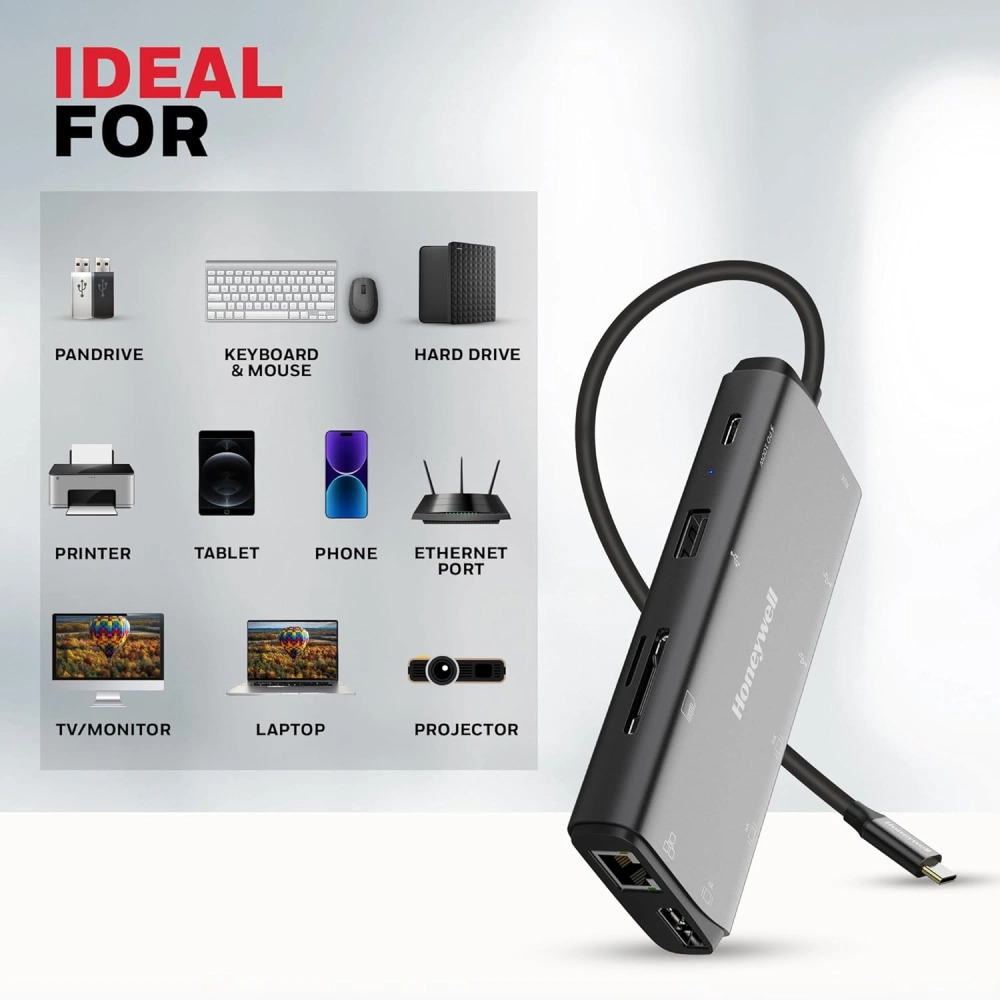 Honeywell Type C Docking Station 11 in 1 (USB | Type C | HDMI | Lan | DP | Aux | SD Card) (Open Box) - Image 3