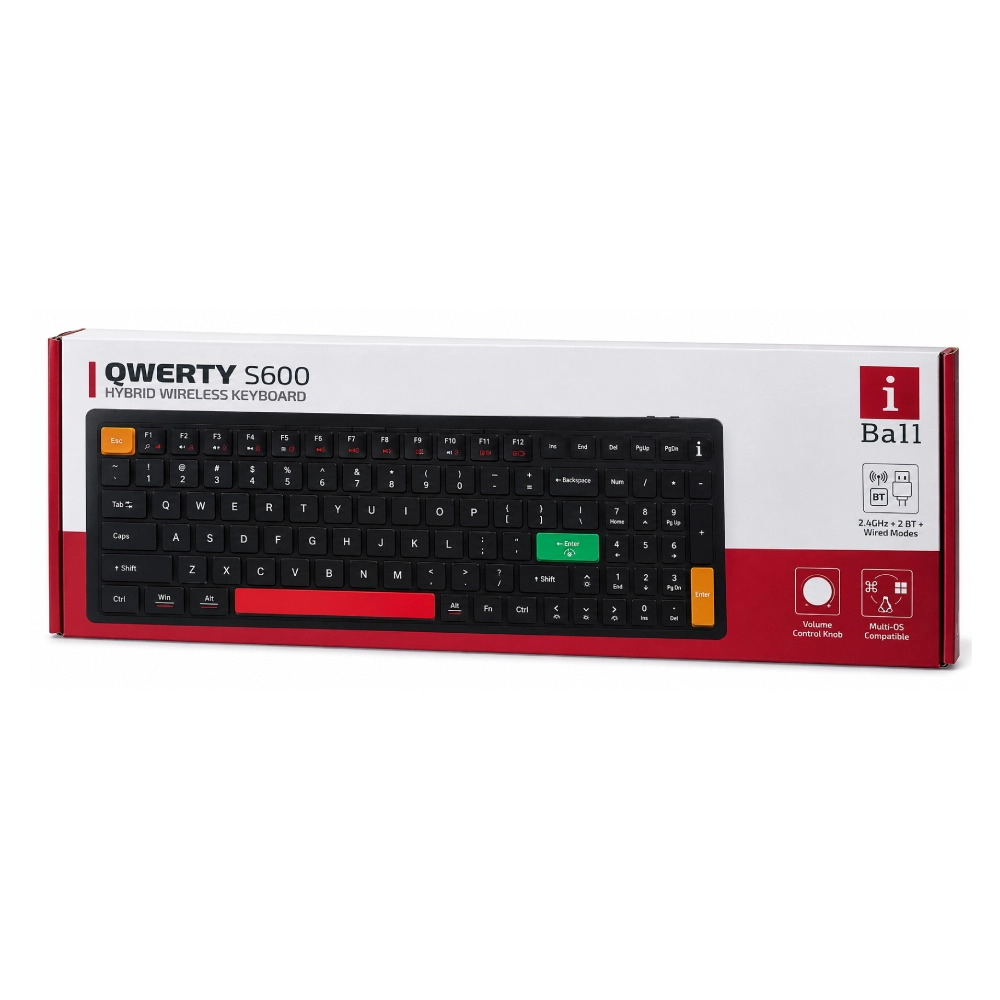 Iball Hybrid Wireless Keyboard RGB QWERTY S600 (Black)