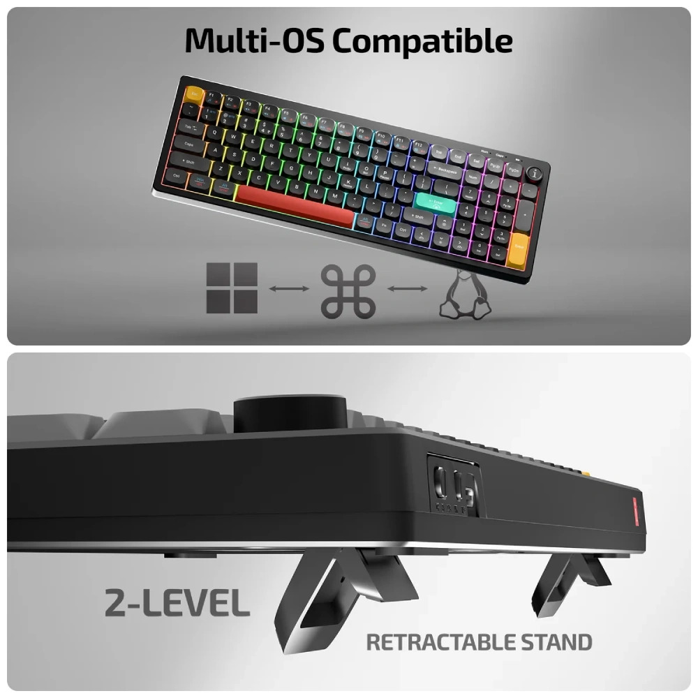 Iball Hybrid Wireless Keyboard RGB QWERTY S600 (Black) - Image 4