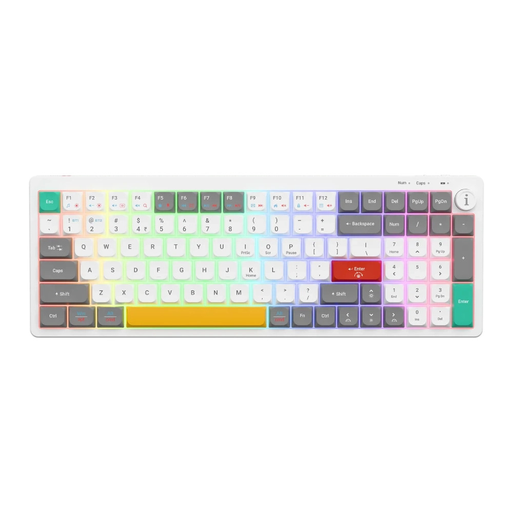 Iball Hybrid Wireless Keyboard RGB QWERTY S600 (White) - Image 4