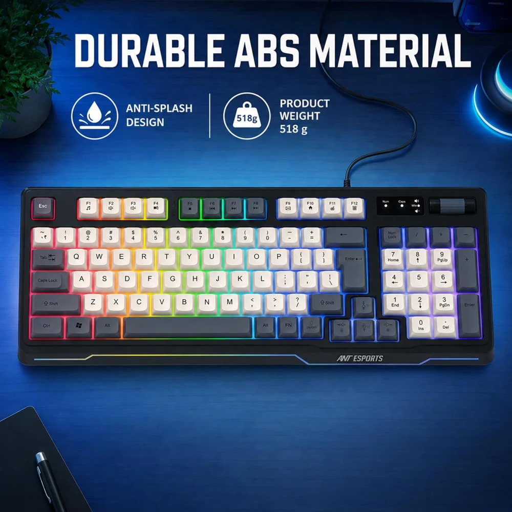 Ant Esports USB Gaming Keyboard RGB MK740 Rainbow Led - Image 3