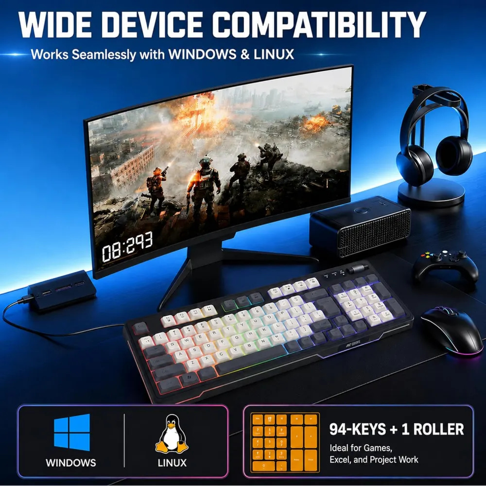 Ant Esports USB Gaming Keyboard RGB MK740 Rainbow Led - Image 4