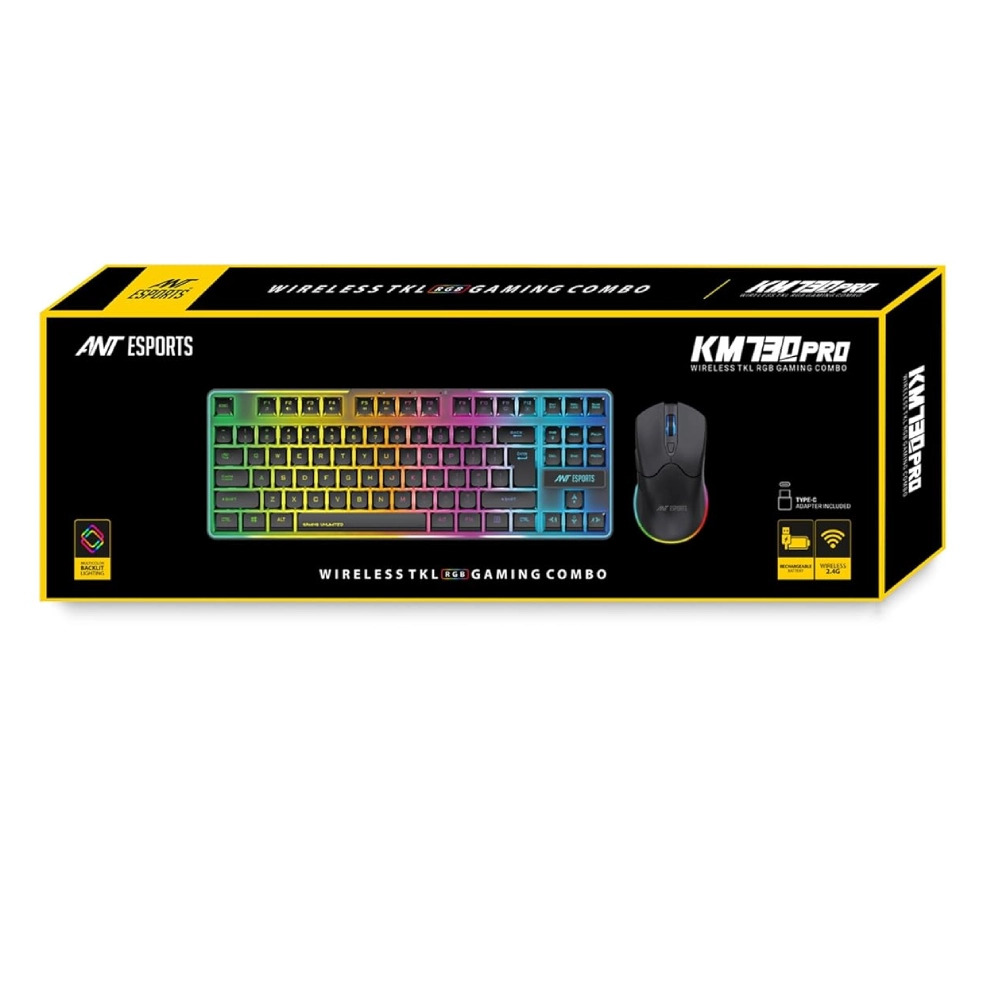 Ant Esports Wireless Gaming Keyboard Mouse Combo KM730 PRO TKL Backlit