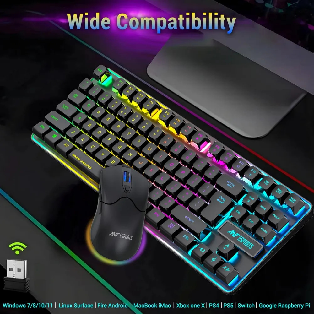 Ant Esports Wireless Gaming Keyboard Mouse Combo KM730 PRO TKL Backlit - Image 3