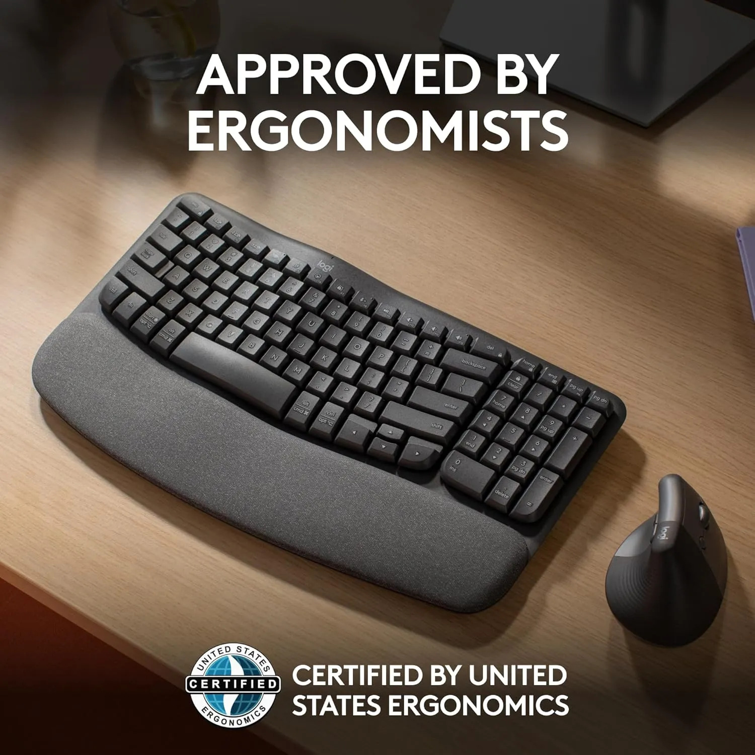 Logitech Wireless Keyboard with Cushioned Palm Rest Wave Keys - Image 2