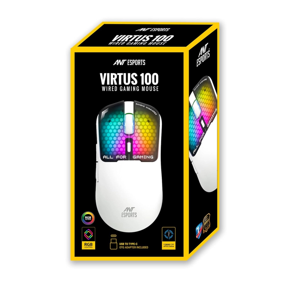 Ant Esports USB Gaming Mouse RGB VIRTUS 100 White - Image 3
