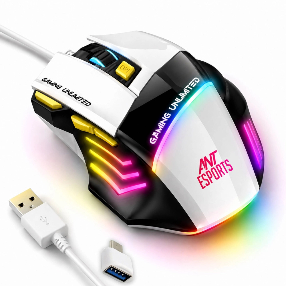 Ant Esports Wired Gaming Mouse RGB Strike10 White - Image 5
