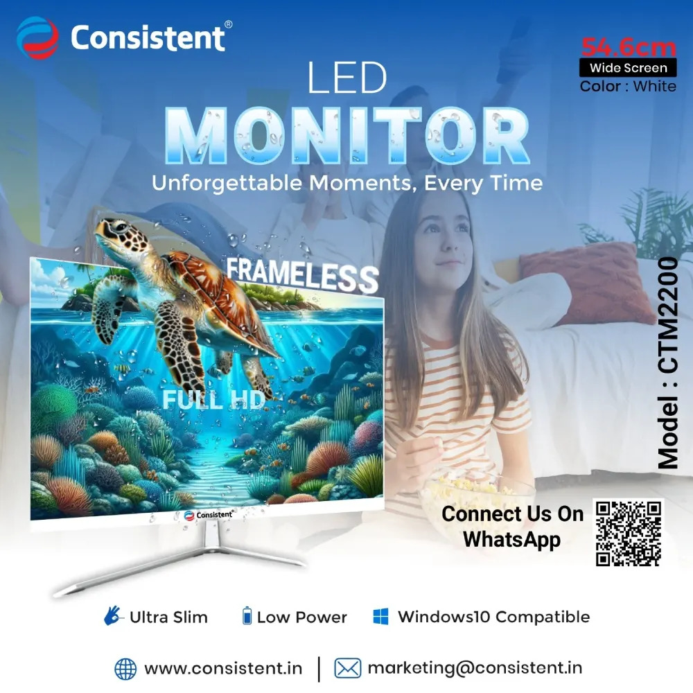 Consistent LED Monitor 22" FHD IPS Panel With HDMI | VGA | DP (CTM2200) - Image 3