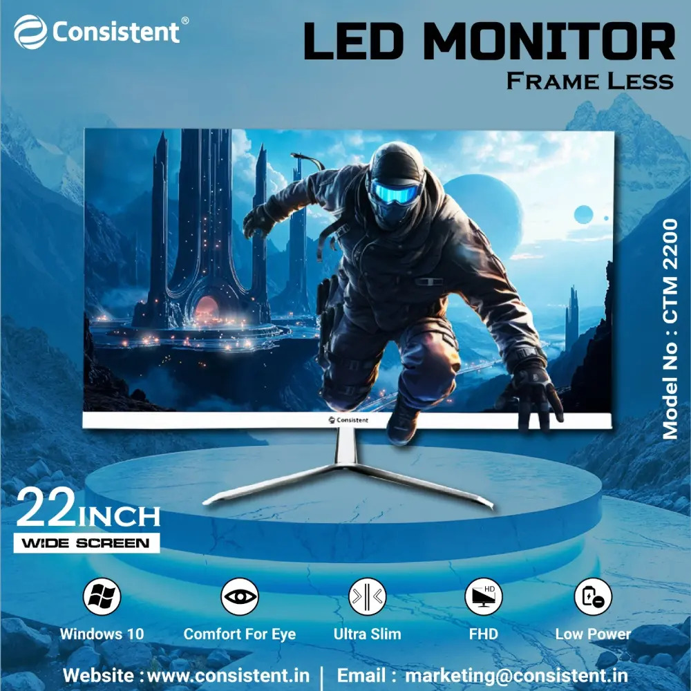 Consistent LED Monitor 22" FHD IPS Panel With HDMI | VGA | DP (CTM2200) - Image 5