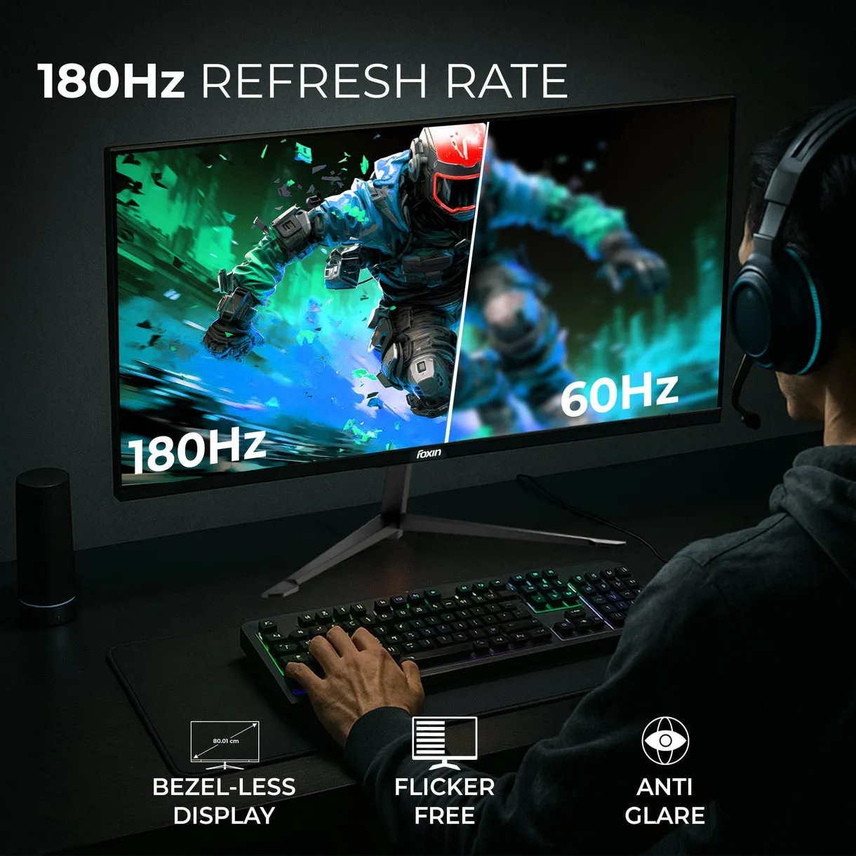 Foxin LED Monitor 32" Curved FHD IPS 200Hz with HDMI | DP | Speaker (Phantom 32) - Image 3