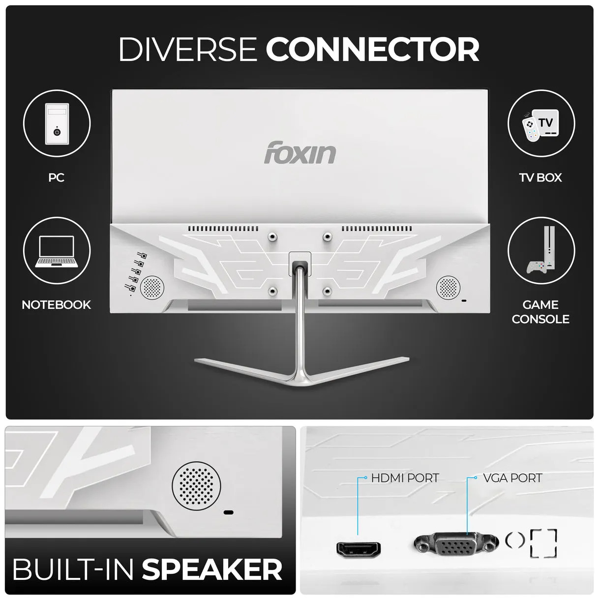 Foxin LED Monitor 27" FHD IPS 100Hz with HDMI | VGA | Speaker (Elite) - Image 2