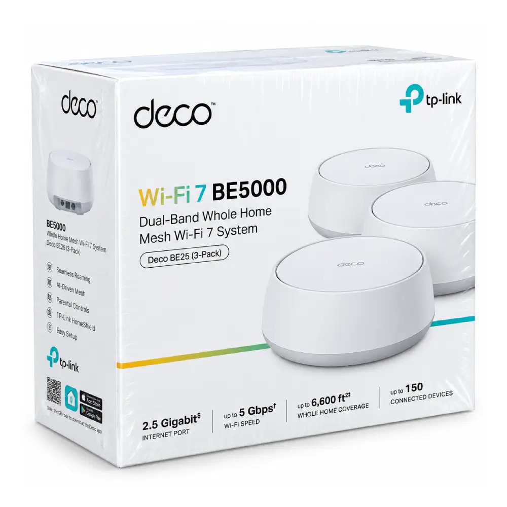 TP-Link Deco BE5000 Whole Home Mesh WiFi 7 System (Pack Of 3) BE25