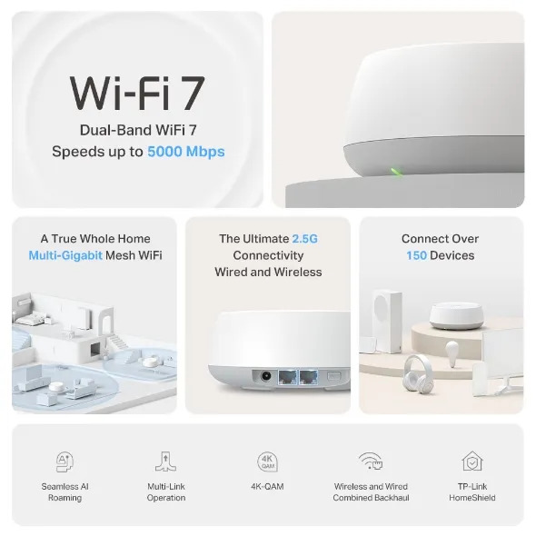 TP-Link Deco BE5000 Whole Home Mesh WiFi 7 System (Pack Of 3) BE25 - Image 3