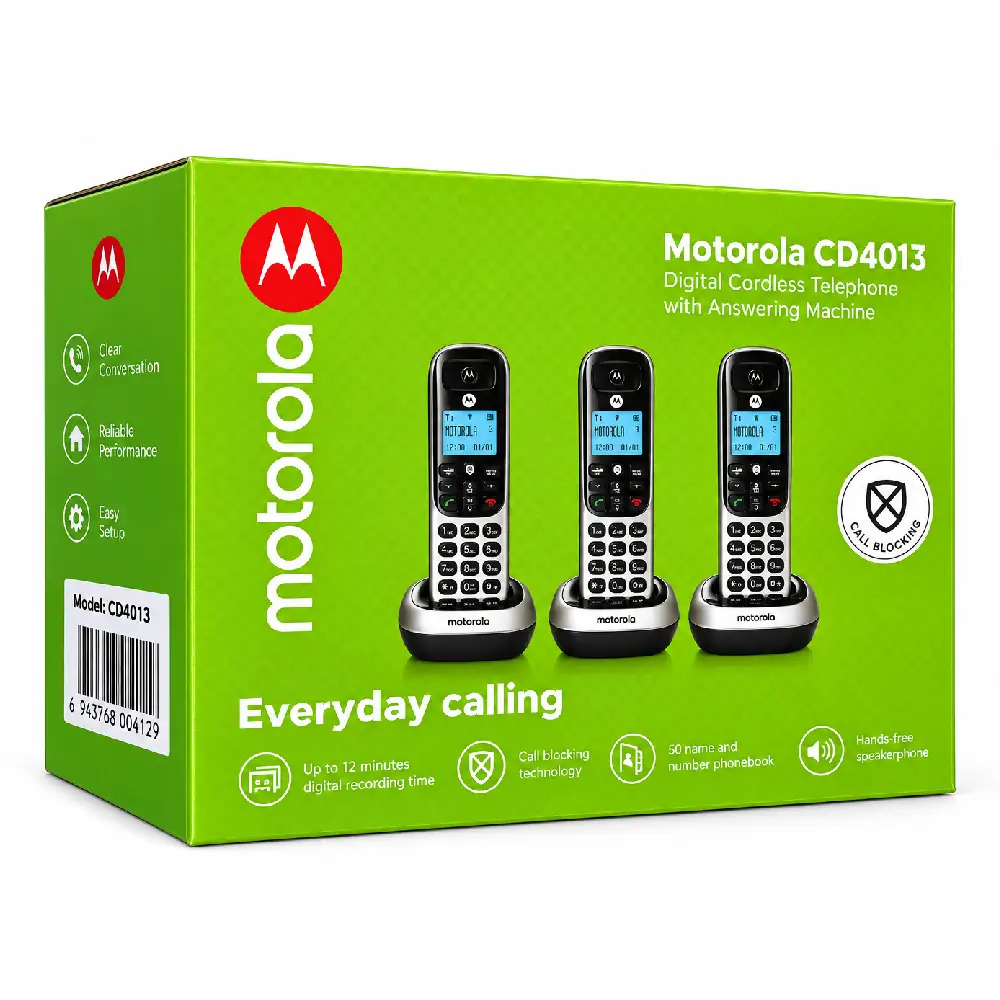 Motorola Wireless Telephone Set with answering Machine (3-Handset) CD4013