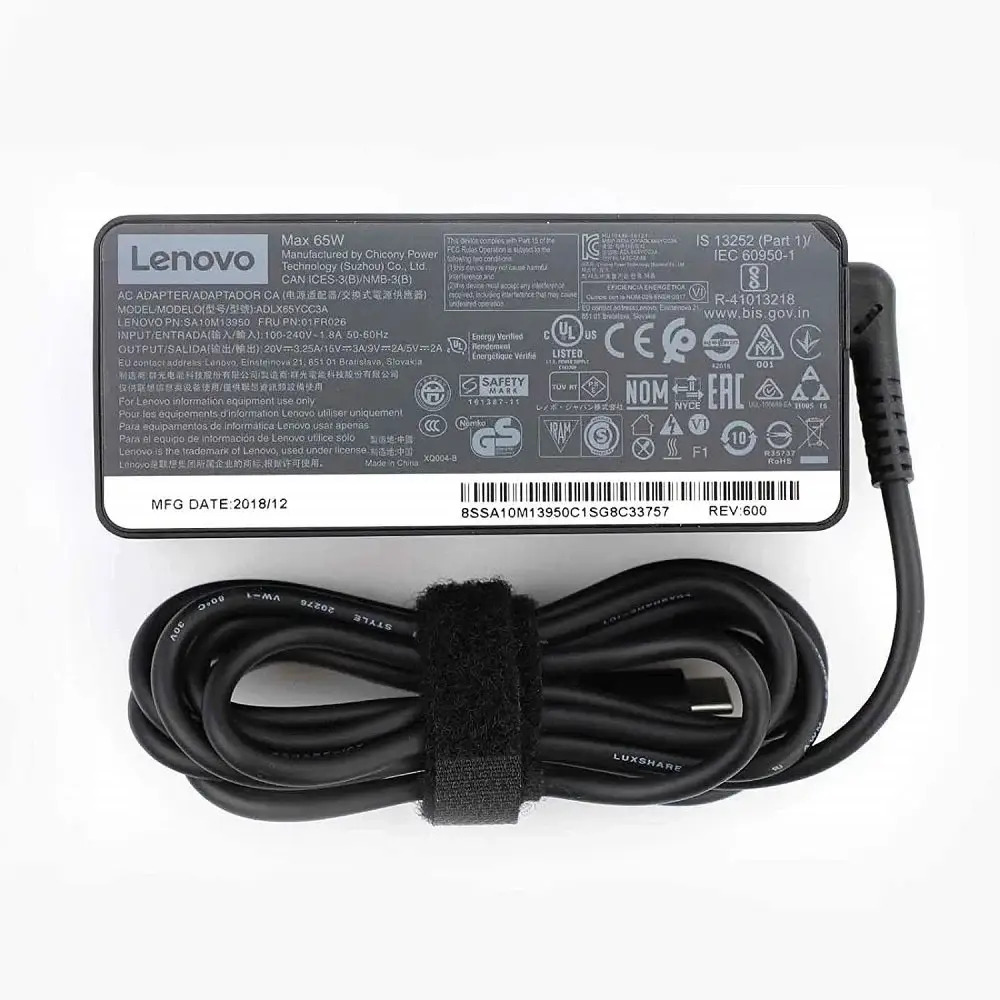 Lenovo Original Laptop Adapter 65w | 20v/3.25a | Type-C (Open Box)