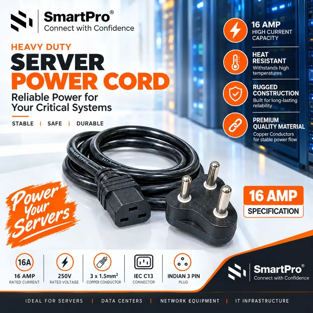 Smart Pro Server Power Cable 1.5m (16amp Big Socket 3 Pin)