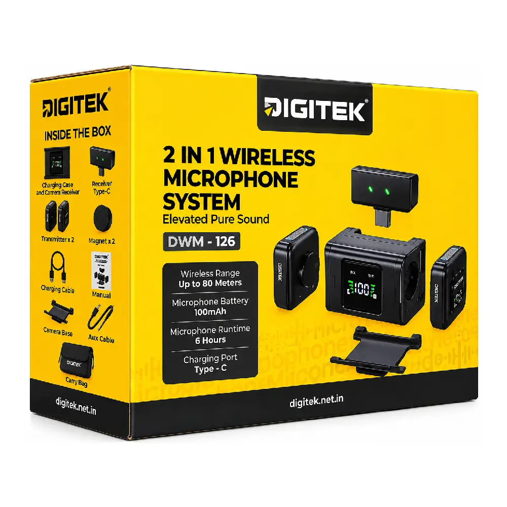 DigiTek Wireless Microphone Type C With 2 Mic (DWM-126)
