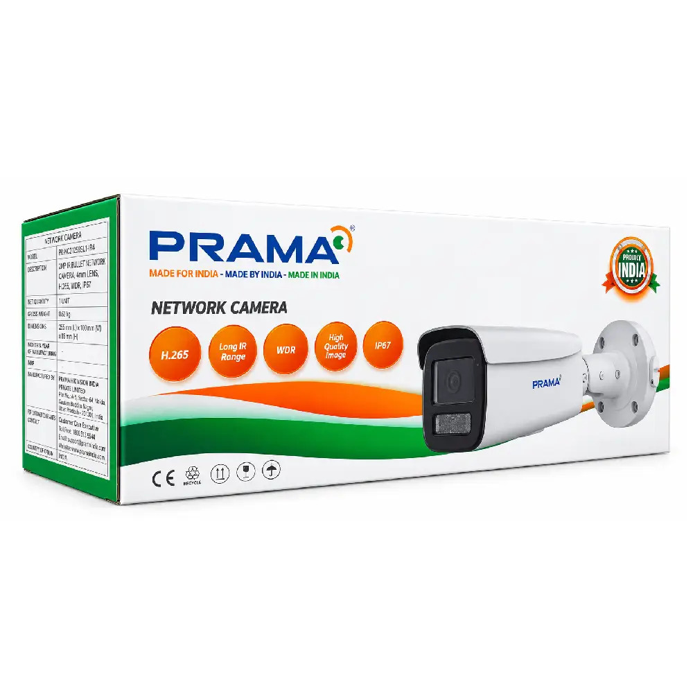 PRAMA IP BULLET CAMERA 4MP HYBRID WITH MIC 4mm Aisense (NC34TP3-4NAM-D2)