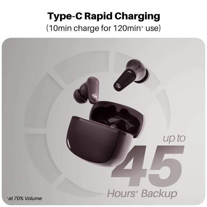 Zebronic Wireless Bluetooth Earbuds Dh'vnyE11 Burgandy (ZEB-PODS zi 14) - Image 2