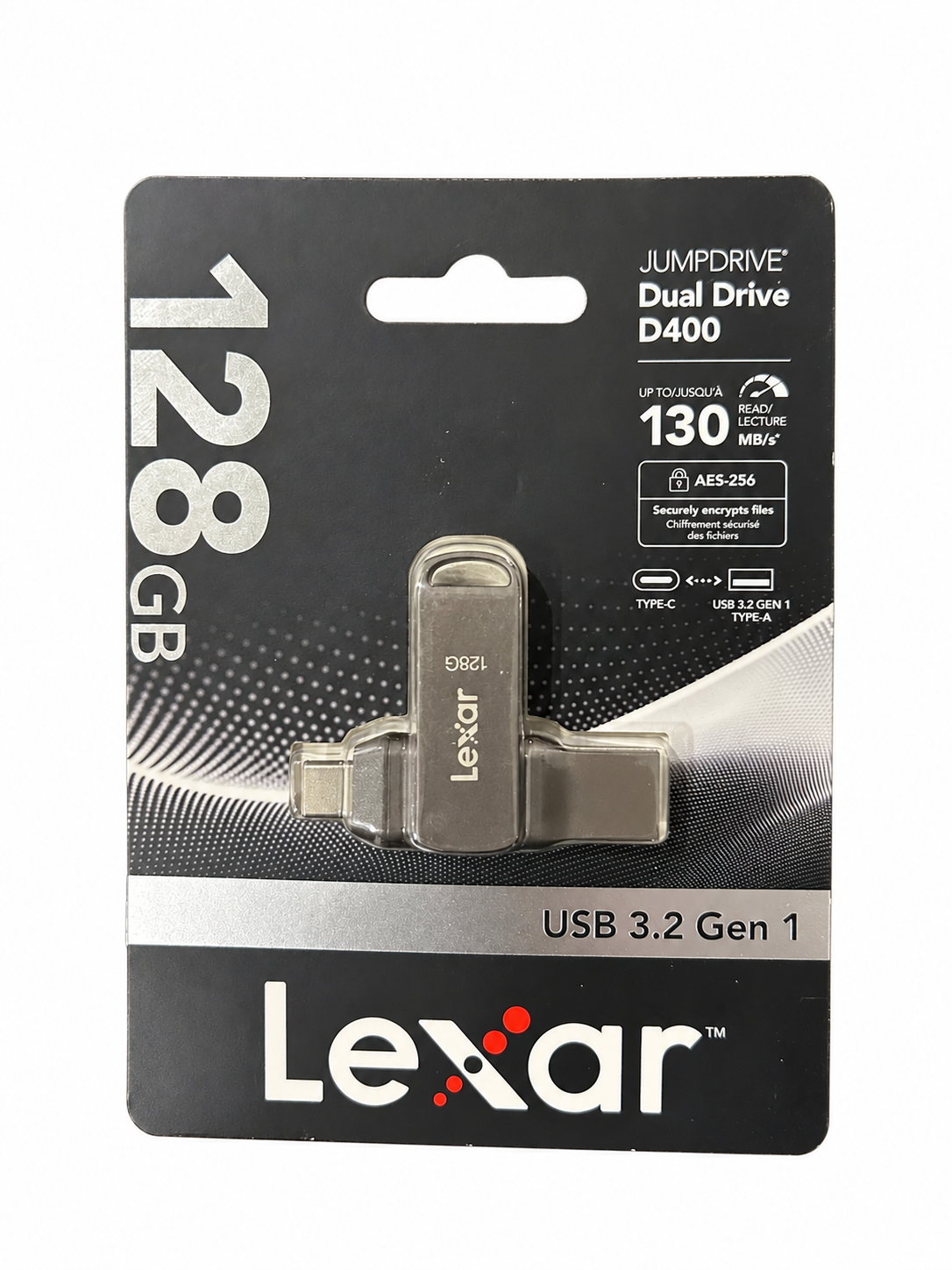 Lexar Dual Type C D400 USB 128GB Dual Flash Drive 3.2 128 GB OTG Drive Compatible with Desktop Computer, Mobile, Laptop USB 3.2 Metal Case (Grey, Type A to Type C)