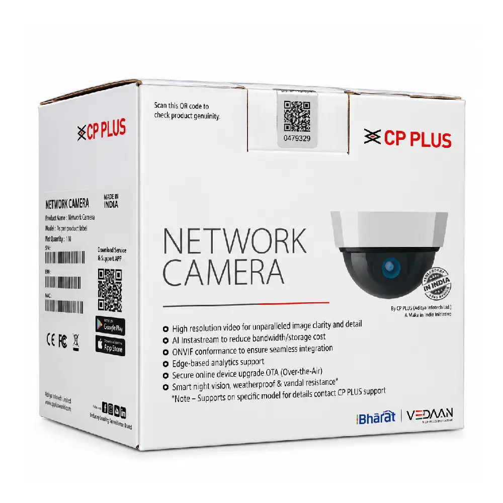 CP-Plus 2MP IP Dome Camera 3.6mm With Audio (DA21L3C-Q2)