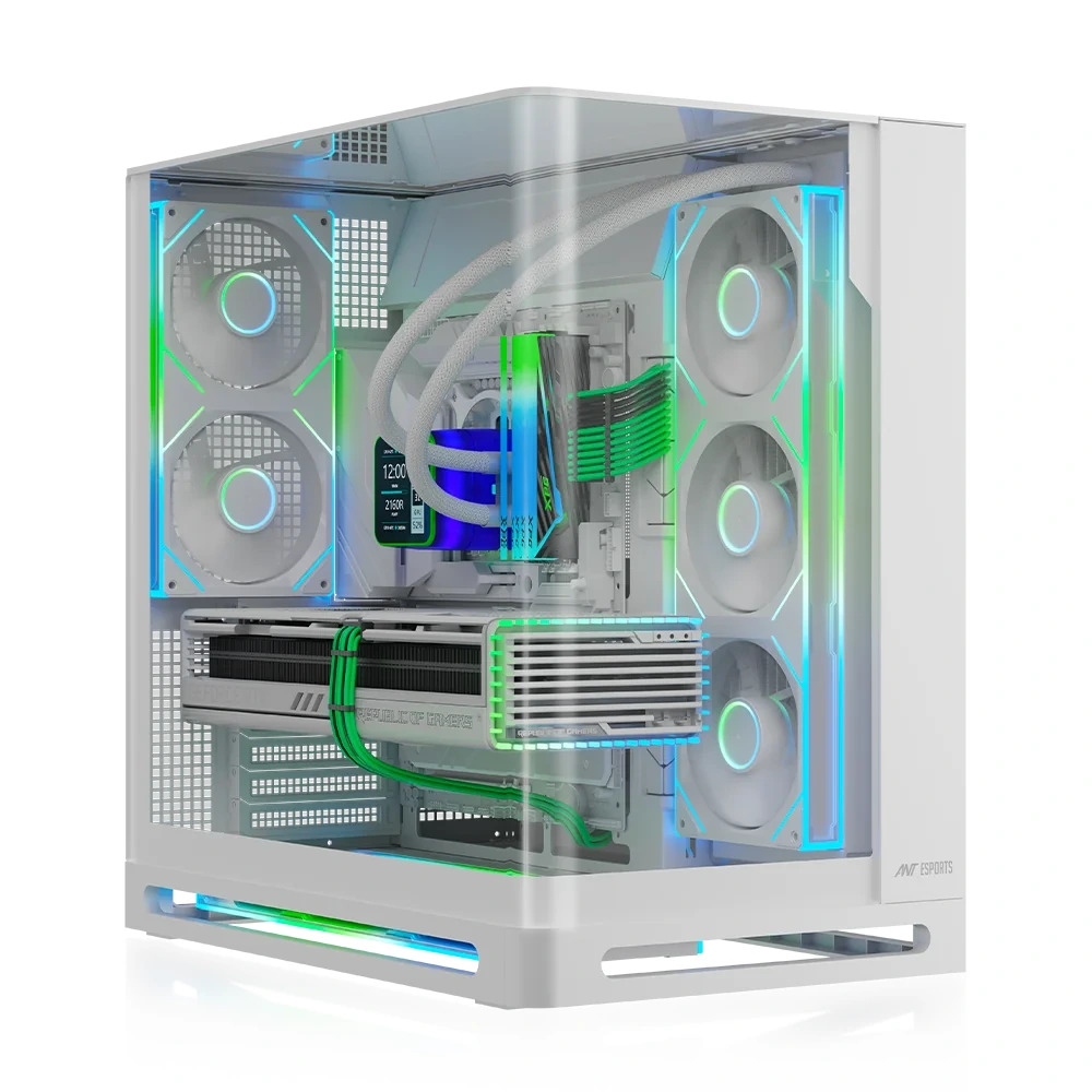Ant Esports Gaming Cabinet Crystal ARC Pro White (ATX/M-ATX/ITX)