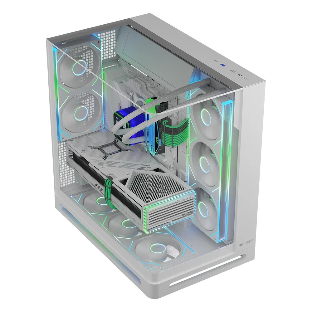 Ant Esports Gaming Cabinet Crystal ARC Pro White (ATX/M-ATX/ITX) - Image 3