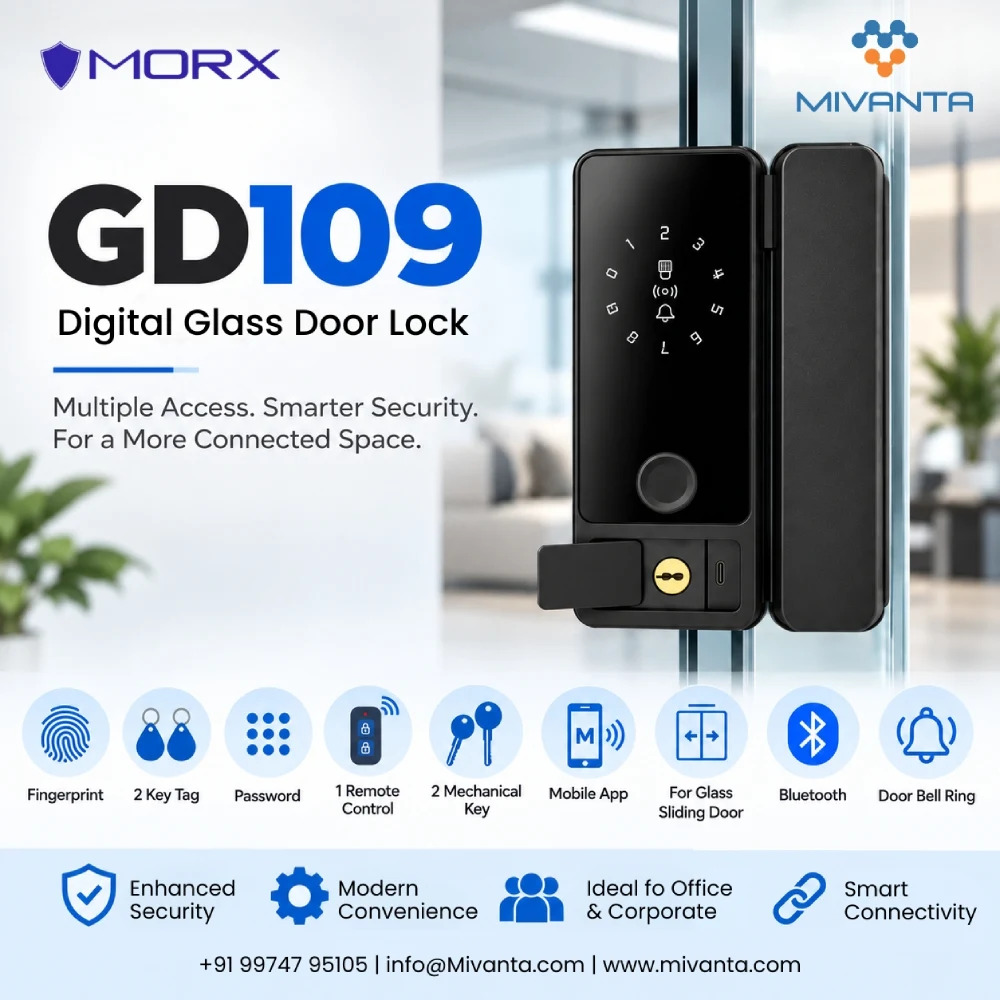 Mivanta Digital Glass Door Lock (GD109) - Image 2