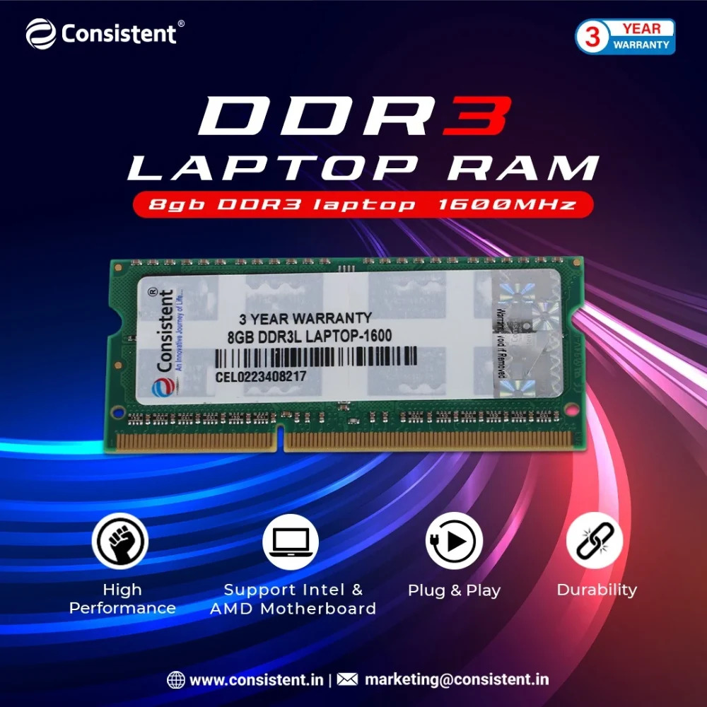 Consistent Laptop Ram 8GB DDR3 1600MHz - Image 2