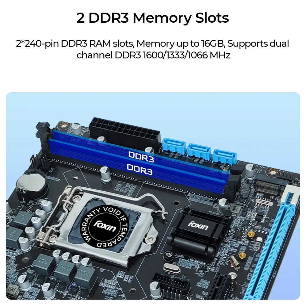 Foxin Motherboard H110 DDR3 Motherboard For Intel 6th | 7th | 8th | 9th Gen with NVME - Image 3