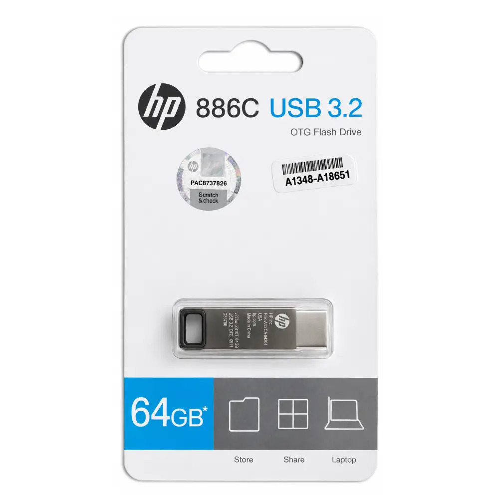 HP Pendrive 886C 64GB USB 3.2 Type-C OTG Grey