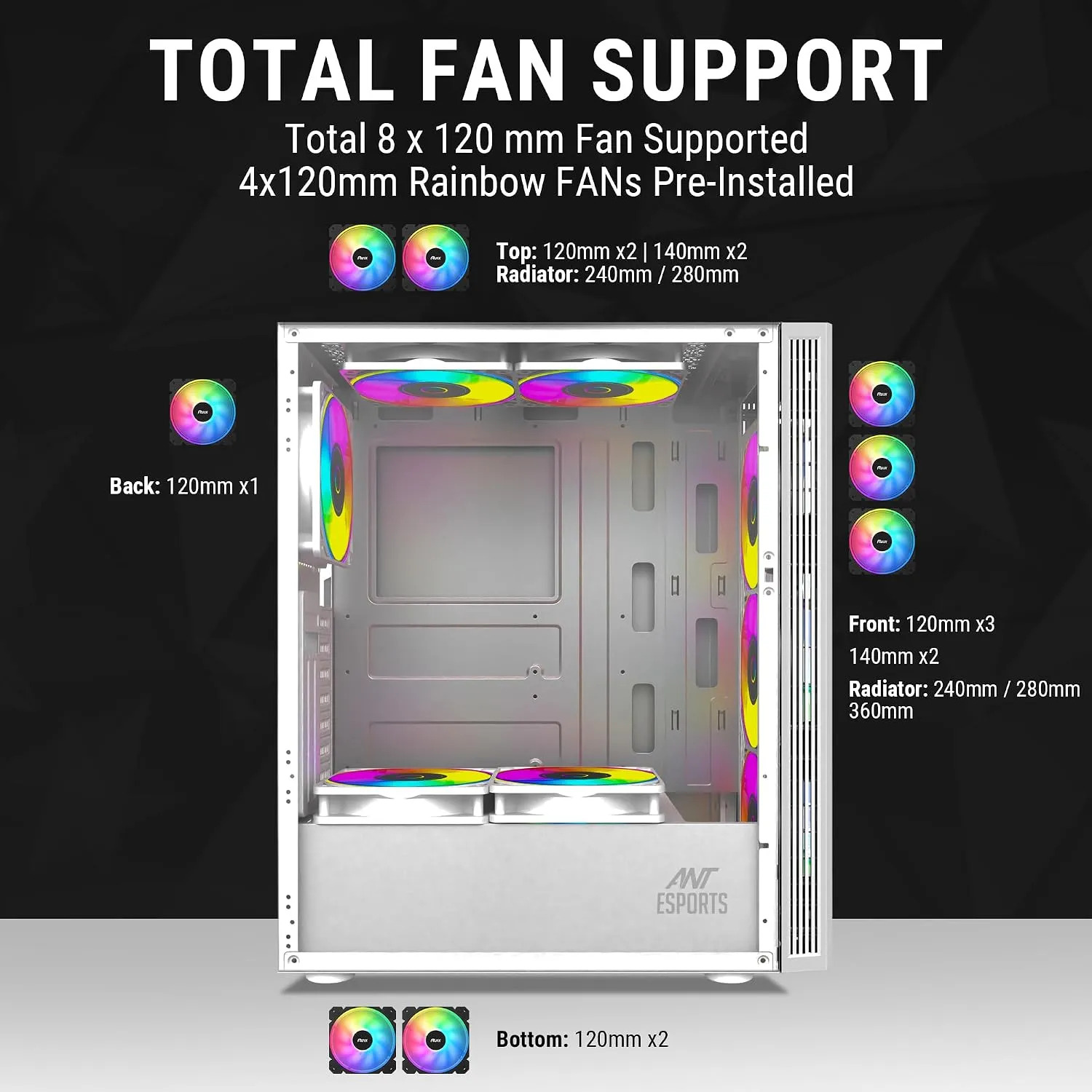 Ant Esports Gmaing Cabinet Elite 1200 White - Image 3